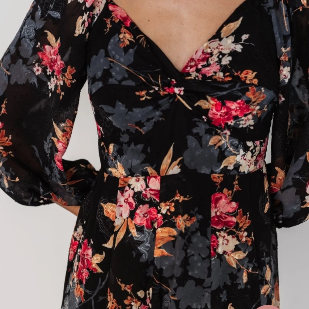 Floral Black and Red Dress